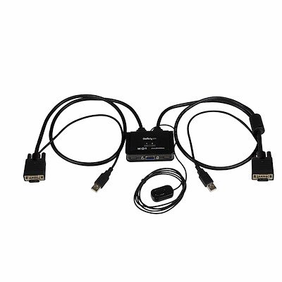 SWITCH CONMUTADOR KVM DE CABLE 2 PUERTOS VGA ALIMENTACION USB
