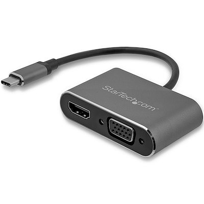 ADAPTADOR USB-C A VGA Y HDMI 2EN1 4K 30HZ GRIS ESPACIAL