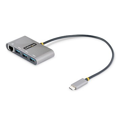 HUB ADAPTADOR USB-C 3 PUERTOS USBA DE 5GBPS CON RED ETHERNET